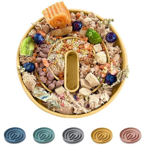 OHMO Slow Feeder Dog Bowl, Silicone Dog Bowls with Suction Cup Slow Down Eating for Cat Puppy, Healthy Eating Anti Choking Anti-Slip Eco-friendly (Amber)