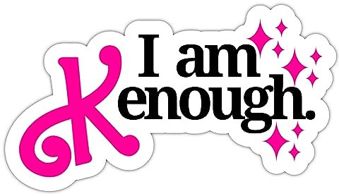 EMUWORKS I am Kenough Sticker - Pop Culture Popular Film, Removable Glossy Vinyl Stickers, Size 8cm x 4.5cm