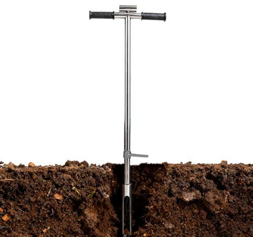 Cocoarm Soil Sampler Probe 105cm Stainless Steel T Handle with Foot Pedal for Lawn Garden and Farm Soil Sampling
