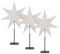 LED Universum - Papier Weihnachtsstern Tischleuchte Standstern weiß, Metallfuss, Dekostern mit Kabelschalter, E14 Fassung, 51cm Höhe (weiß/schwarz - eckiger Fuß, 3 Stück)