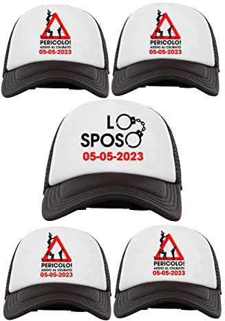 Incidiamo Kit Cappellini Addio al Celibato Personalizzabili con Data Festa o Matrimonio Lo Sposo Pericolo Addio al Celibato Frase Divertente Bachelor Party