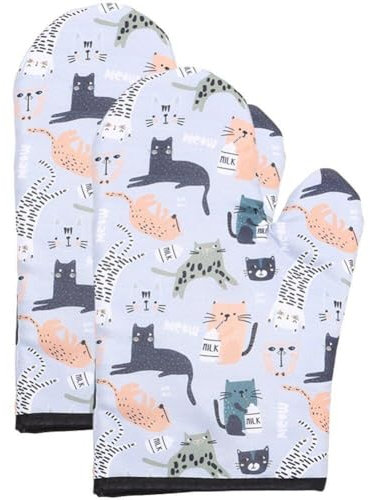 Oven Mitts Cotton Fashion Cute 1pair Heat Resistant Oven Gloves Safe Cooking Baking Grilling Barbecue Machine Washable Pot Holders