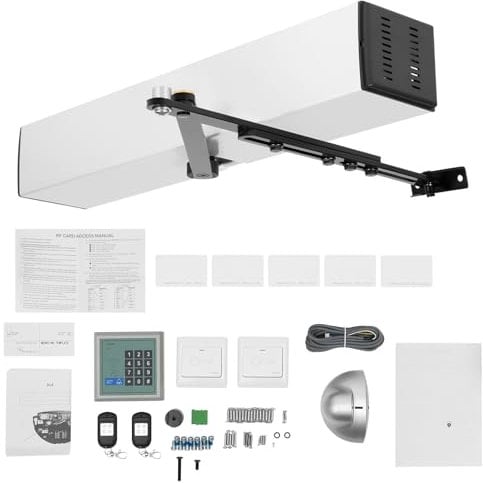 Door Closers, 50W Automatic Door Opener and Closer with 2 x Remote Controllers and 5 ID Cards, Closing Speed Adjustable, for Door Widths of 66-120CM