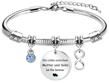 HEYEJET Mama Mutter Geschenke von Sohn Silber Armband für Mama Frauen Schmuck Geschenke für Mama Muttertag Weihnachten Jahrestag Geburtstag Geschenke