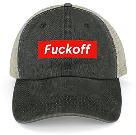 iftoday FCK Off Denim-Baseballkappe, Vintage, verstellbar, Sonnenblende, Schwarz, One size