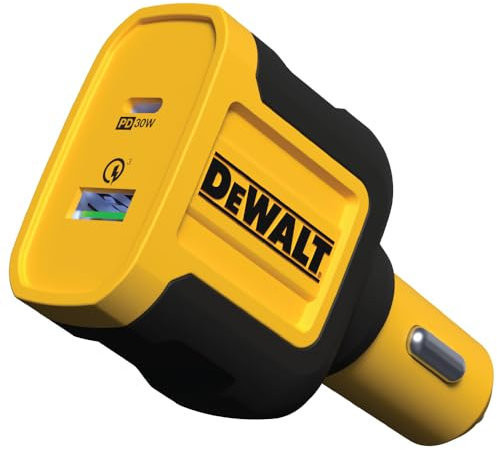 DEWALT USB + USB C Car Charger Adapter, 49.5W USB Charger, PD Car Charger PPS 30W Quick Charge 3.0 Fast Charging for iPhone 16/16 Plus/16 Pro/16 Pro Max, iPhone 15 Series, Galaxy S23/22, Pixel