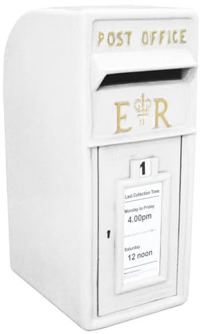 Post Box ER Cast Iron Wall Mounted Wedding Authentic Pillar Replica Lockable Post Office Letter Box White