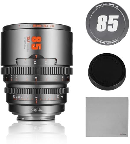 7artisans 85mm T2.1 Professional Cine Lens S35 Frame Compatible for Canon RF-S Mount for RED KOMODO/RED KOMODO X/CANON C70/CANON R7/R50/R10(Titanium Gray)