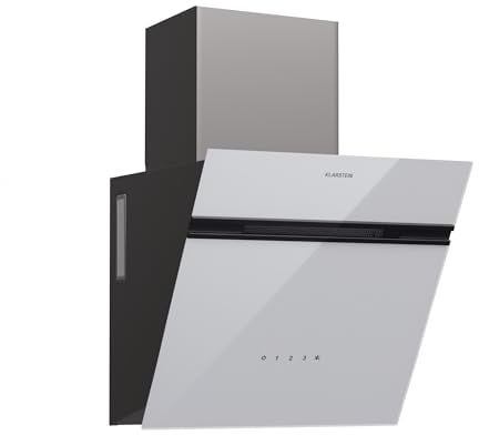 Klarstein Alina Cooker Hood - 570 m³/h Extractor, Touch Control, A Energy Efficiency, LED Lighting, Quiet 54 dB, Exhaust & Recirculation, 39.8x114x37.6 cm, White