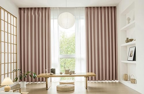 Bishilin Vorhänge Blickdicht mit Ösen, Verdunkelungsvorhänge Rosa 2er Set Modern Einfach 107x147CM Wohnzimmer Schlafzimmer Gardinen und Vorhänge