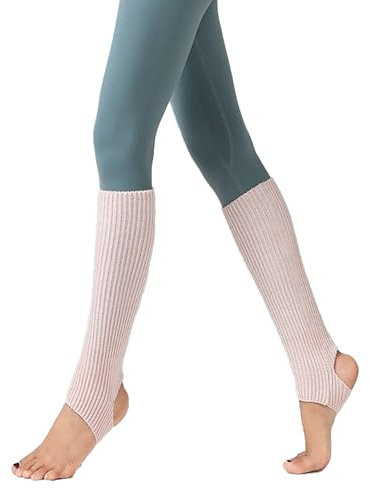 BrightGlow Warme Gestrickte Socken Ballettstulpen Beinwärmer Kurze Damen Beinstulpen mit Fersenloch Manschetten-Beinwärmer Damen-Socke Thermosocken für Ballett Fitness Yoga Rosa Einheitsgröße