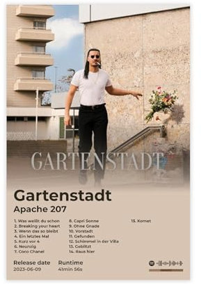 bpoejge Apache 207 Poster, beliebtes Rapper-Hip-Hop-Musik-Rap-Album, Gartenstadt, Cover, Fans, Geschenk, Leinwand, Poster, Schlafzimmer, Dekoration, Landschaft, Büro, Raumdekoration, Geschenk, 20 x 30