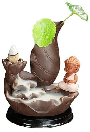 Porte-encens Brûleur d'encens en céramique, Fontaine à Reflux, ameublement de la Maison, Ornements créatifs Cônes D'encens À Reflux(A)