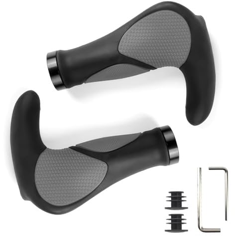 GZERMA Fahrradgriffe Ergonomisch MTB Griffe mit Zwei Seiten Lock-On Design Horn Lenkergriffe 22 mm Fahrrad Griffe für E-Bike Trekkingrad Mountainbike Tourenrad Rennrad