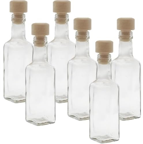 COSE DA CASA 6 Bottiglie in vetro 100 ml con tappo per liquori limoncello decorazioni decoupage bomboniera bottigline olio sali minerali collezione