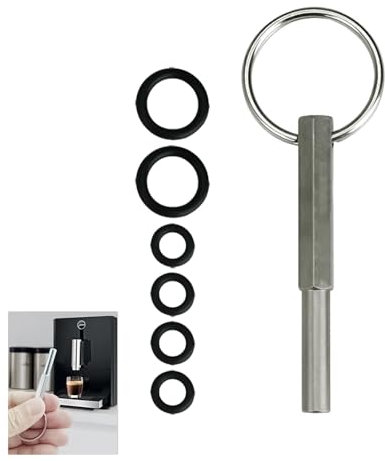 Tournevis Ovale,Cafe Cle Tête Ovales Avec Porte-Clés Et 6 Anneaux En Caoutchouc En Acier Inoxydable Outil de Réparation De Machine à Café,pour Machines à Café Compatible Avec Nespresso Jura Krups Aeg