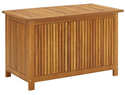 Hommdiy Gartenbox 90x50x58 cm Massivholz Akazie Auflagenbox Kissenbox Aufbewahrungsbox Truhe Box Gartenkasten
