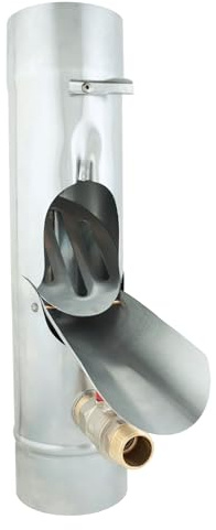Baumeister.tech Regenwasserklappe mit Auslaufhahn 3/4″, Regenwassersammler aus Titanzink für Fallrohr Ø100 mm, Regenwasserfilter mit Sieb Fallrohrfilter für Regentonne & Gartenbewässerung