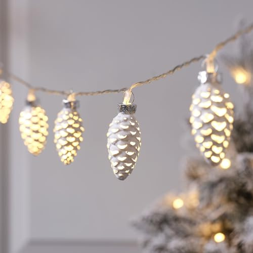 Lights4fun 10 LED Glass Pinecone String Lights