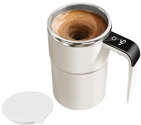 VBESTLIFE Self Stirring Mug with Lid, 13oz Magnetic Stirring Coffee Cup, Rechargeable 304 Stainless Steel, Auto Mixing for Coffee, Milk, Protein Powder