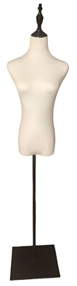 Relaxdays Schneiderpuppe, weiblich, Größe 36/38, höhenverstellbar 140–175 cm, Metall Standfuß, Nähpuppe, weiß/schwarz