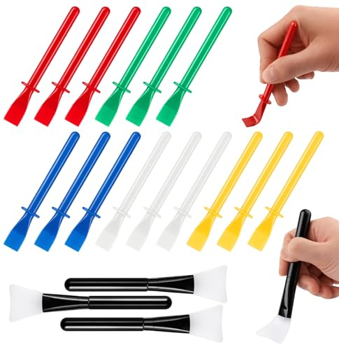18 Pcs Silicone Glue Brush and Plastic Spreader Tool Set, Colored Plastic Glue Applicators for Woodworking Crafts Epoxy Adhesive Application DIY, Timber and Handicrafts, Durable and Easy-to-Clean