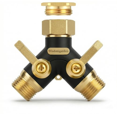 2 Wege Gartenschlauchverteiler, Y Wasserhahn Verteiler mit 2 Absperrventilen, Schlauchverteiler für Garten Bewässerung und Außenwasserhahn, 1zoll wasseranschluss verteiler-mit 3/4 zoll Adapter