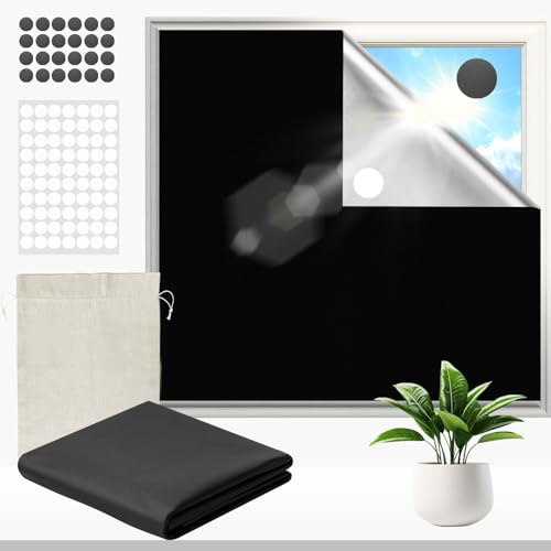 200 x 150cm Fenster Verdunkelung Magnetisch, Verdunklungsstoff Ohne Bohren | 420D Oxford, Abnehmbar Verdunklungsrollo Sonnenschutz Hitzeschutz , für Dachfenster Camper, Schlafzimmer, Kinderzimmer