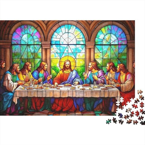 Stained Glass Window Jigsaw Puzzles 1000 Pieces Recycled Material Last Supper Puzzles for Elderly Relieve Senile Dementia Fun Family Game Activity Home 38x26cm/1000pcs