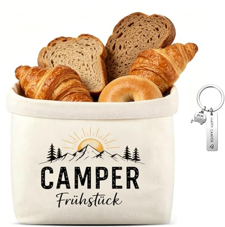 ELNIVOX Camper Geschenke Brotkorb Stoff mit Schlüsselanhänger Wohnmobil