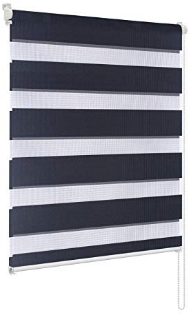 Rapid Teck® Duo Rollo Doppelrollo Schwarz 60cm x 150cm ohne Bohren Klemm Seitenzugrollo Kettenzugrollo Vario Jalousie