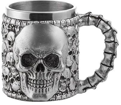 Tasse en acier inoxydable crâne en 3D - Mug tête de mort crane unique