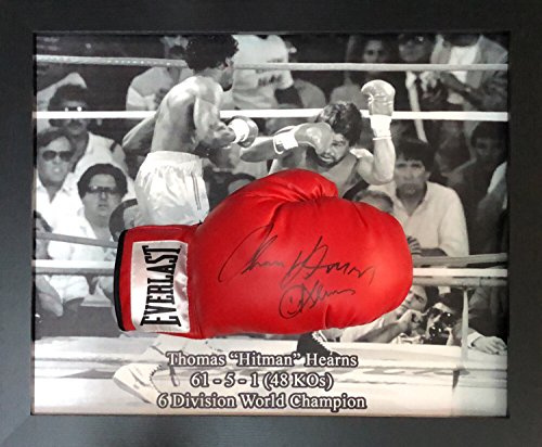 Thomas Hitman Hearns World Champion signed & framed boxing glove with COA & proof