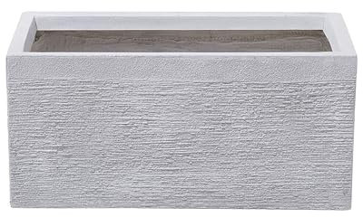 Maceta de Fibras de Arcilla Blanca 50 x 23 x 24 cm para Interior y Exterior Rectangular Myra