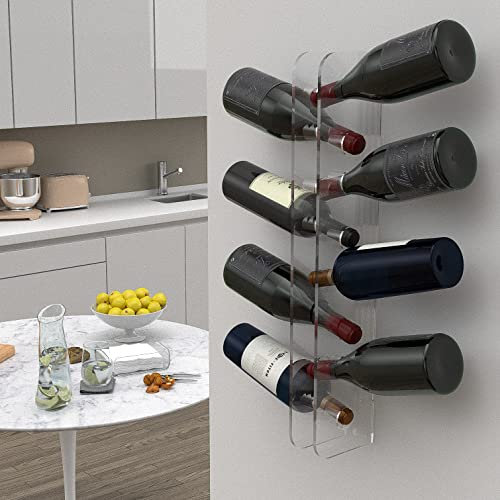Agplex Cantinetta Vino - Portabottiglie Vino da Parete in vetro acrilico plexig. - Porta Bottiglie di Vino trasparente (Capacità 8 Bottiglie)