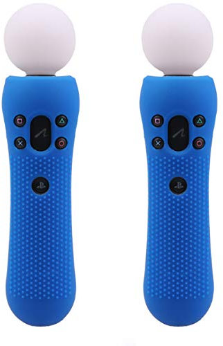 2 pcs Silicone Rubber Cover Anti-Slip Protective Skin Case for Playstation PS4 VR Move PS Move Motion Controller Blue