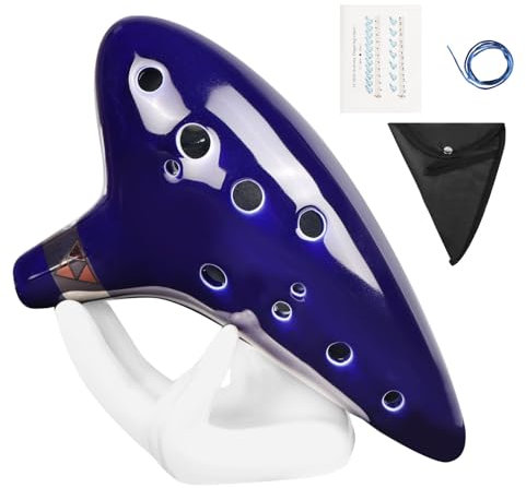 Mr.Power 12 Löcher Okarina Alt C Flöte Occarina Taps Blue Ceramic/Clay STL Orcarina inspiriert von der Zeit mit Tasche und Liederbuch, kompatibel für Anfänger, Zelda-Fans, Musikinstrumente