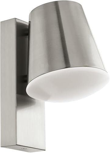 EGLO Smart Home LED Wandlampe Caldiero-C, Wandleuchte außen, Außenlampe aus Edelstahl, Kunststoff in weiß, Außenleuchte mit E27 Fassung, IP44