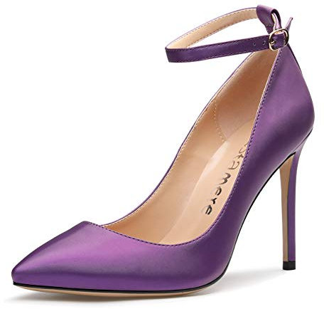 Castamere Scarpe col Tacco Donna Cinturino alla Caviglia Tacco a Spillo 10CM Raso Viola Scarpe EU 44.5