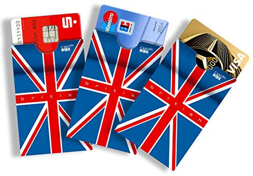 cardbox British Motiv: Union Jack/Britische Fahne/Flagge /// 3er Set /// Card Holder, Kartenhalter, Kartenhülle - Hülle für alle Ausweise und Karten im Scheckkartenformat