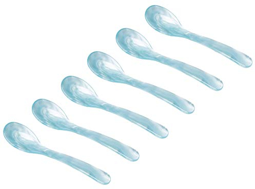Heim Söhne 6er Set Acrylglas Löffel ca. 12,2 cm – Zauberhafte Eierlöffel in Perlmuttoptik für unvergessliche Momente beim Frühstück, Dessert & mehr – Handgefertigt in Deutschland (Aqua)