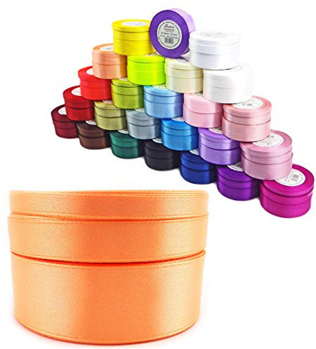 Sepkina Satinband Schleifenband Dekoband Band Bastelband Geschenkband Nähband Zierband Satin sanft3es Orange Aprikot 0,18€/M(Aprikot, 12)