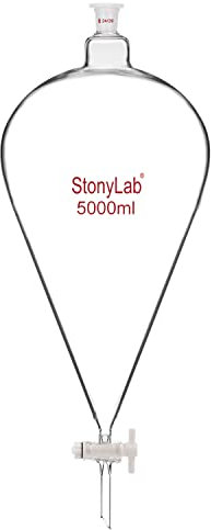 stonylab 5000ml Entonnoir Séparateur à Paroi épaisse en Verre Borosilicaté, Separatory Funnel avec Joints 24/29 et Robinet en PTFE (5000mL)