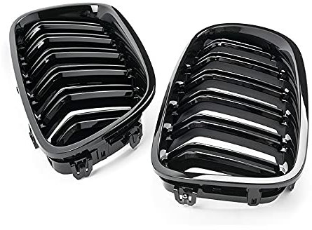 TOOWGM Kühlergrill für BMW F10 F11 F18 520i 525i 530i 535i 2010–2017, Schwarz glänzend