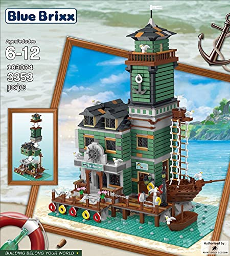 BlueBrixx Pro 103074 – Schiffswerft-Restaurant aus Klemmbausteinen mit 3353 Bauelementen. Kompatibel mit Anderen Klemmbausteinen. Lieferung in Originalverpackung.