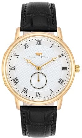 Rhodenwald & Söhne Herren Uhr analog Japan Quarzwerk mit Echtleder schwarz Armband 10010349