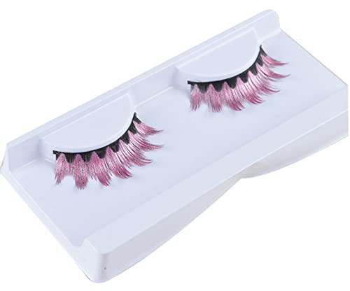 Ciglia finte Xin Ciglia di Trucco Colorate Cosplay 1 Paio Colorate Ciglie Finta Spesse E Voluminose Riutilizzabili Leggero Usato per L'estensione delle Ciglia(Color:Rosa)