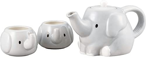 SAN3751 Niedliches Geschirr, Topf, Tasse, Teeservice, ca.600.3 ml (600 ml), Elefant Eltern und Kind