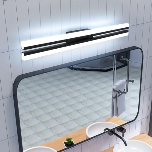 MantoLite LED Lámparas de Pared para Cuadros y Expositores, 60CM 24W Superbrillantes Iluminación para Tocador Interior Luz de Espejo Negro Mate IP44 6000K Aplique de Pared Baño Luz de Cuadro