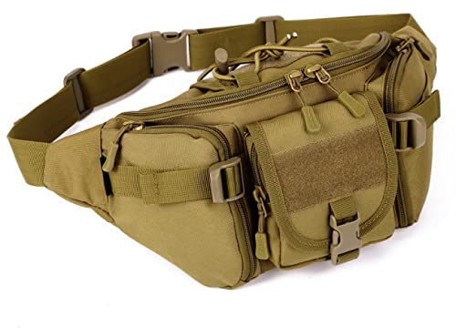 Taktische Militärische Gürteltasche Wasserabweisend Sport Hüfttasche Molle Bauchtasche Damen und Herren für Outdoor Laufen Reise Wandern Radfahren Camping Klettern(Braun)